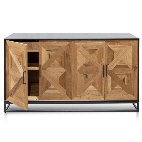 ALEXANDER Sideboard and Buffet - 1.6m European Knotty Oak and Peppercorn (Melbourne Only) - Image 4