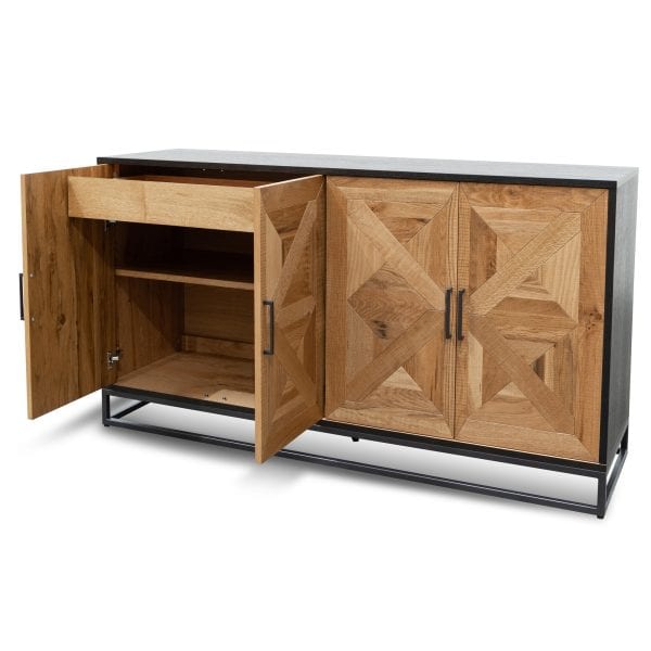 ALEXANDER Sideboard and Buffet - 1.6m European Knotty Oak and Peppercorn (Melbourne Only) - Image 7