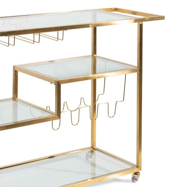 BLANC Bar Cart - Brushed Gold & Glass - Image 4