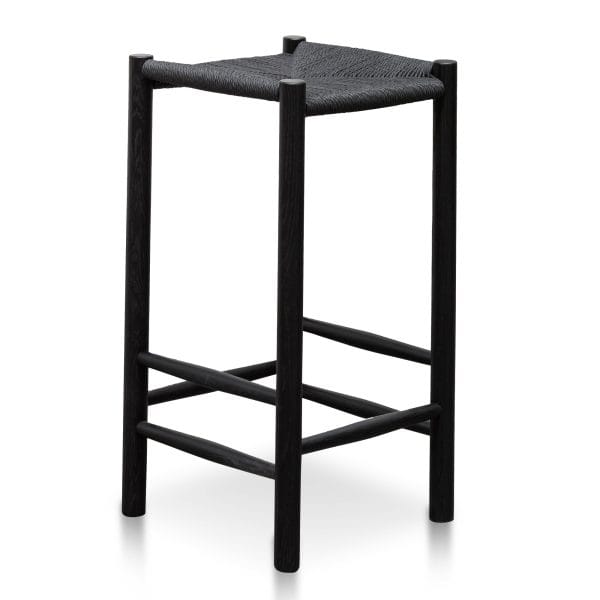 CELINE Oak Bar Stool - 65cm Black - Image 3