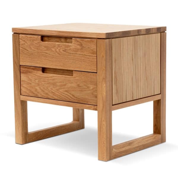 ISABELLE 2 Drawer Wooden Bedside Table - 50cm Natural Oak