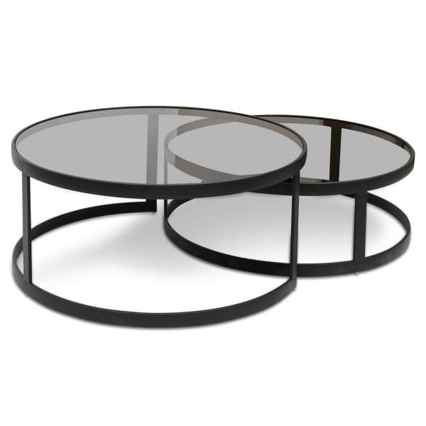 KETURAH Nested Grey Glass Coffee Tables - Image 4