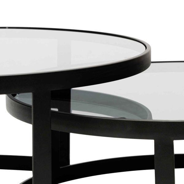 KETURAH Nested Grey Glass Coffee Tables - Image 7