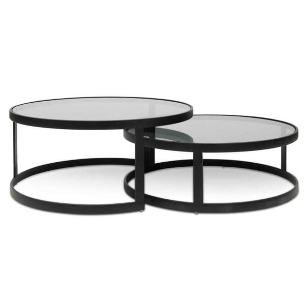 KETURAH Nested Grey Glass Coffee Tables - Image 3