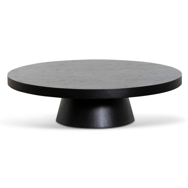DAMARIS Round Oak Veneer Coffee Table - 1.1m Black (ETA 9th of December, 2024) - Image 2