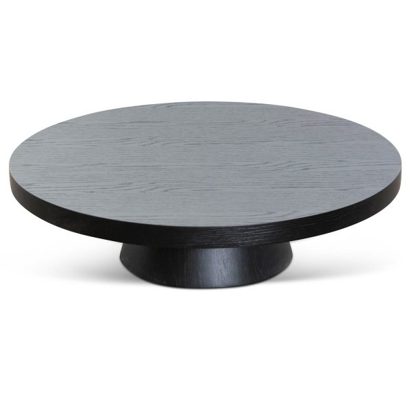 DAMARIS Round Oak Veneer Coffee Table - 1.1m Black (ETA 9th of December, 2024) - Image 3
