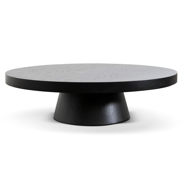 DAMARIS Round Oak Veneer Coffee Table - 1.1m Black (ETA 9th of December, 2024) - Image 4