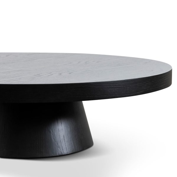 DAMARIS Round Oak Veneer Coffee Table - 1.1m Black (ETA 9th of December, 2024) - Image 5