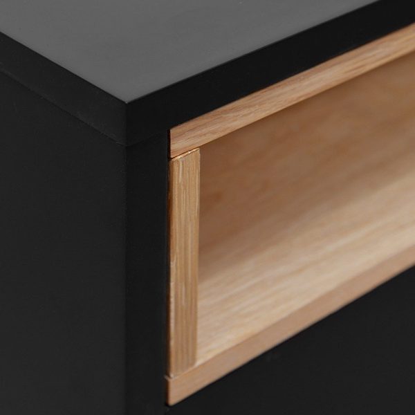 SYLVESTER Bedside Table - 50cm Black - Image 9