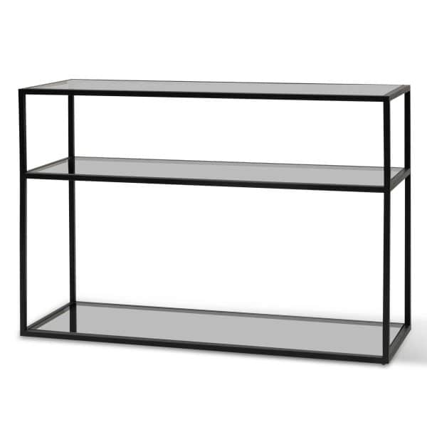 DINAH Black Console with Grey Glass Shelves – 1.2m