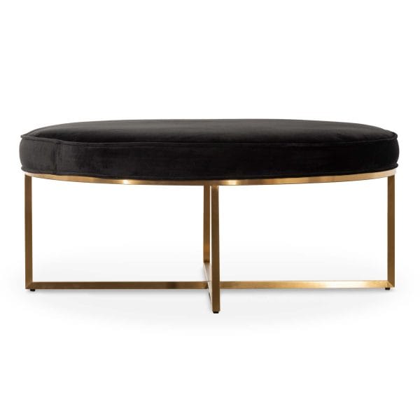 FREDDY Velvet Ottoman - 1m Black - Image 2