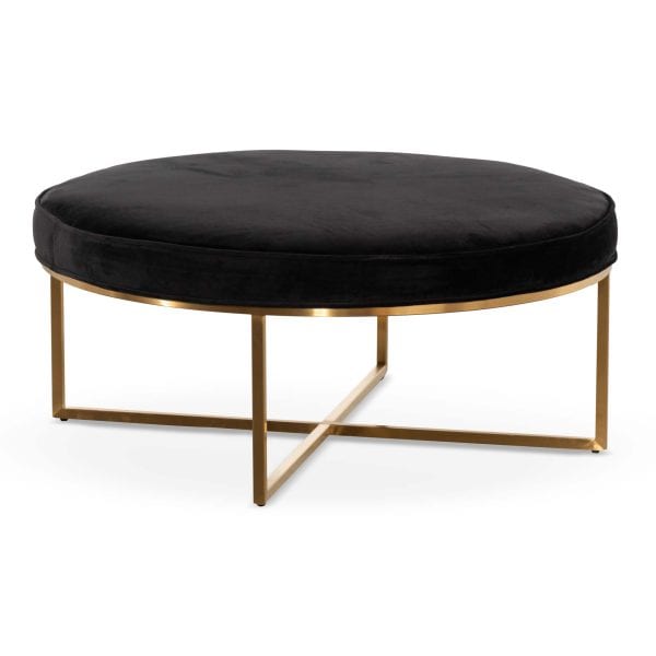 FREDDY Velvet Ottoman - 1m Black