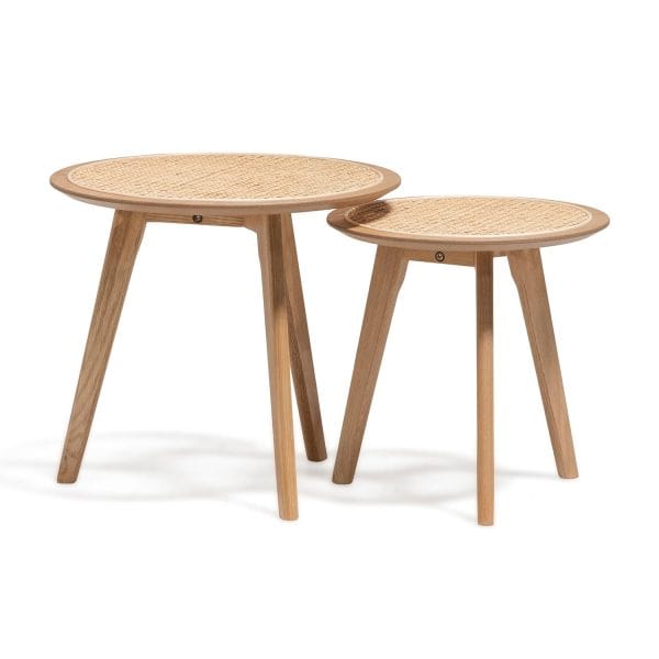 LIEF Nested Side Table - Natural with Rattan Top - Image 3