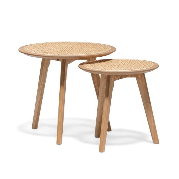 LIEF Nested Side Table - Natural with Rattan Top - Image 2