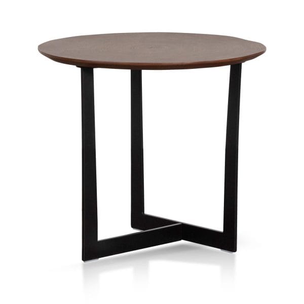 GUDRUN Side Table - Walnut Top and Black Leg