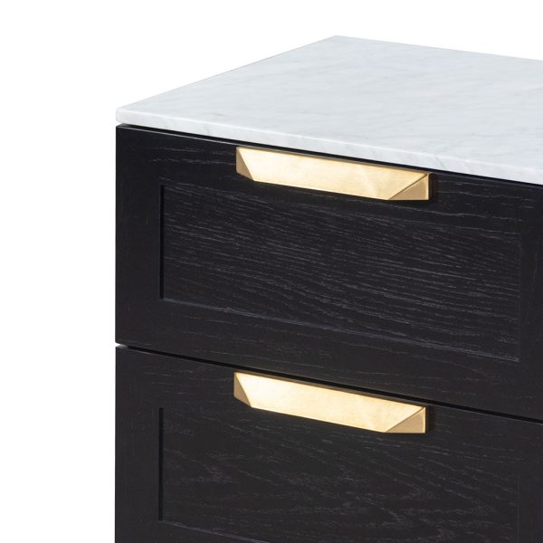 OLGA Bedside Table - Black with Marble Top - Image 4
