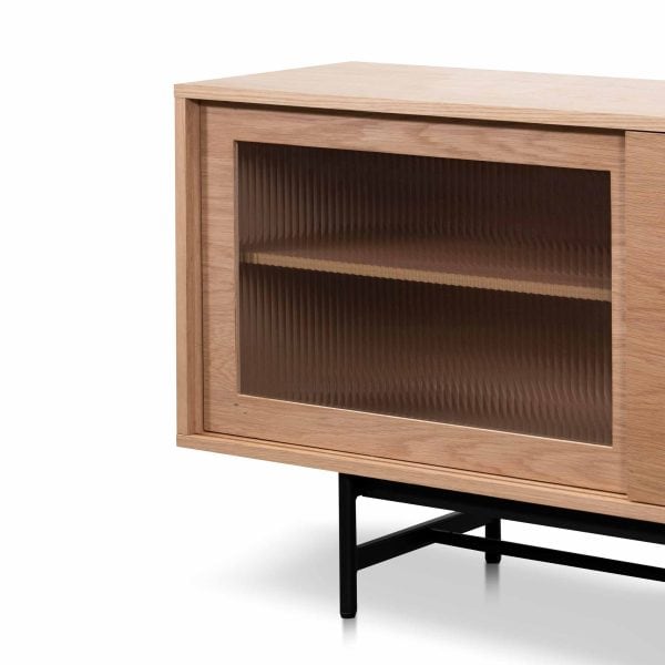 HENRY Wooden Entertainment TV Unit - 2.1m Natural with Flute Glass Door - Image 10