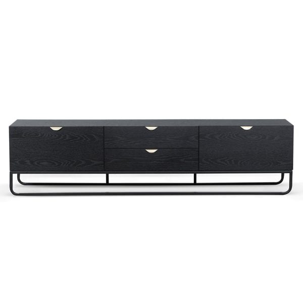 AMELIA Wooden TV Entertainment Unit - 2m Black - Image 2