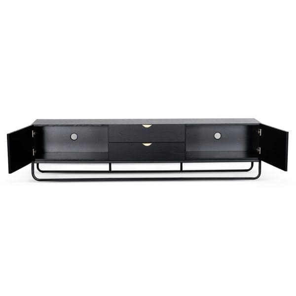 AMELIA Wooden TV Entertainment Unit - 2m Black - Image 5