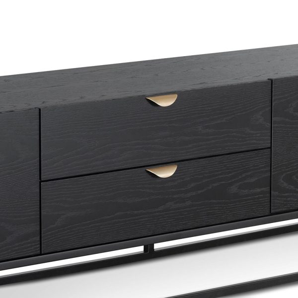 AMELIA Wooden TV Entertainment Unit - 2m Black - Image 3