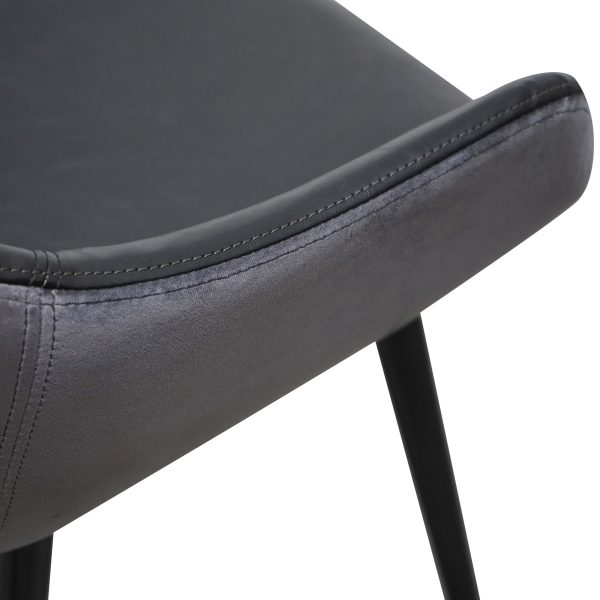 OSCAR Leather Dining Chair - Charcoal Velvet (Set of 2) - Image 8