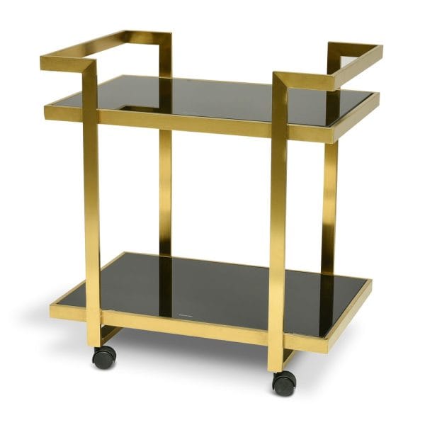 LAMBERT Bar Cart - Tempered Glass & Gold
