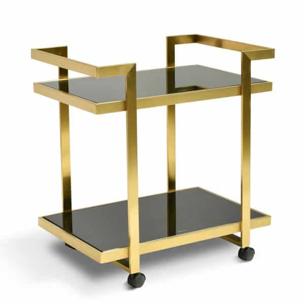 LAMBERT Bar Cart - Tempered Glass & Gold - Image 2