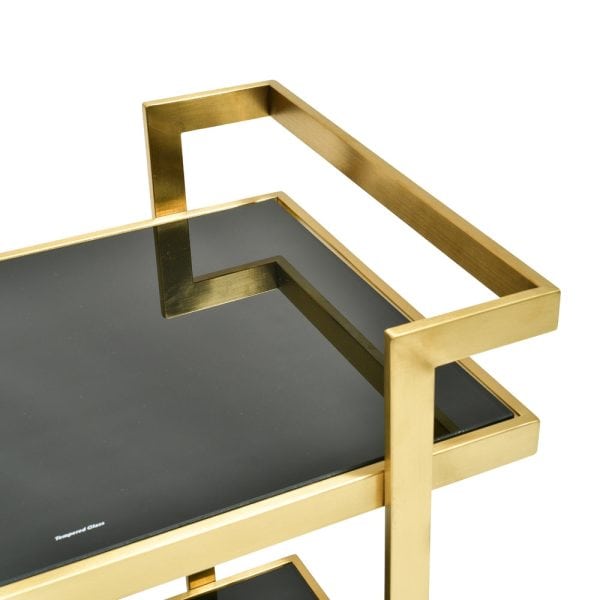 LAMBERT Bar Cart - Tempered Glass & Gold - Image 6