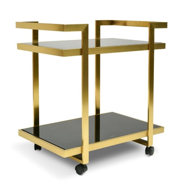 LAMBERT Bar Cart - Tempered Glass & Gold - Image 4