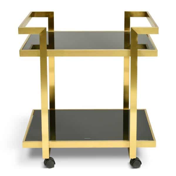 LAMBERT Bar Cart - Tempered Glass & Gold - Image 3