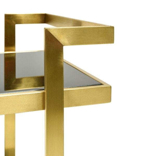 LAMBERT Bar Cart - Tempered Glass & Gold - Image 7