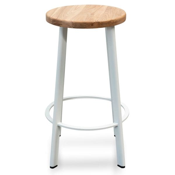 NORA Bar Stool - 65cm Natural & White Frame - Image 2
