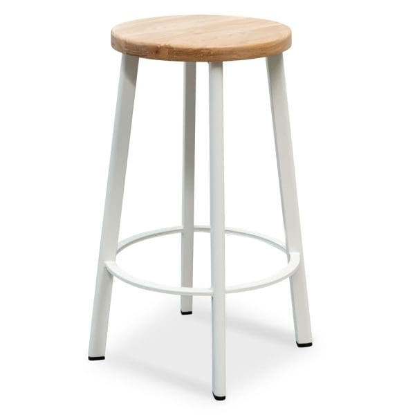 NORA Bar Stool - 65cm Natural & White Frame