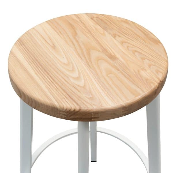 NORA Bar Stool - 65cm Natural & White Frame - Image 3