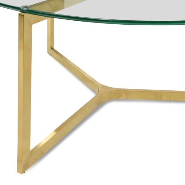 MISHA Round Glass Coffee Table with Gold Base - 85cm - Image 5