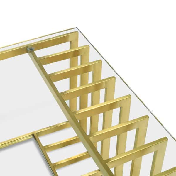 ANASTASIA Glass Coffee Table - 1.3m Gold Base - Image 6