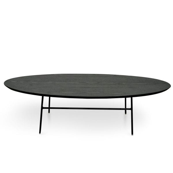 ASHER Black Oval Coffee Table - 118cm Black - Image 2