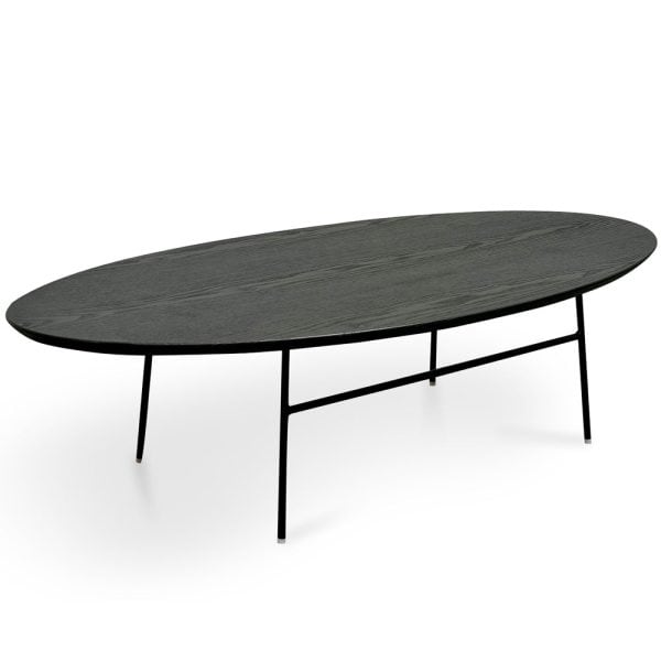 ASHER Black Oval Coffee Table - 118cm Black - Image 3