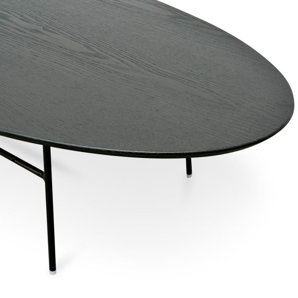 ASHER Black Oval Coffee Table - 118cm Black - Image 5