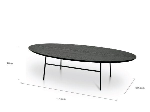 ASHER Black Oval Coffee Table - 118cm Black - Image 8
