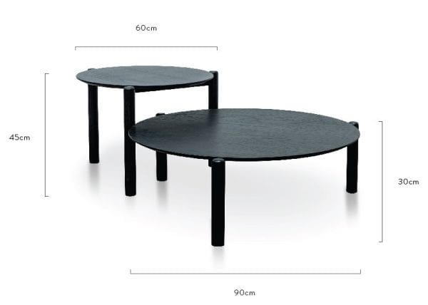 UNITY Oak Nested Coffee Tables - 90cm Black - Image 5