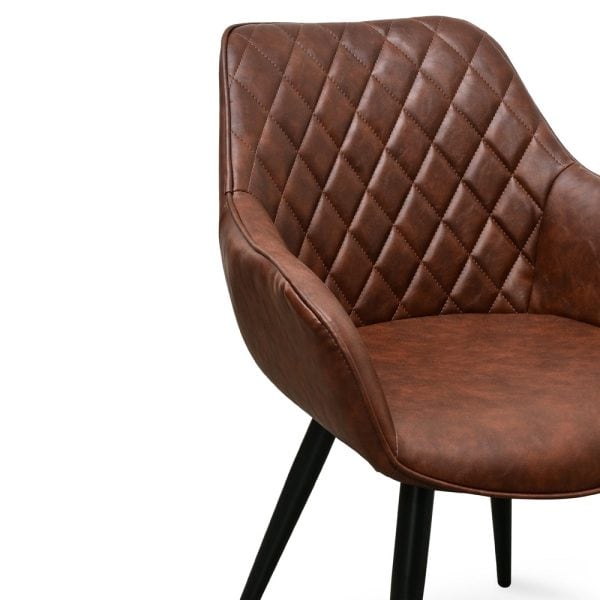 JESSABELL Leather Dining Chair - Cinnamon Brown (Set of 2) - Image 7