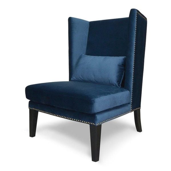 ALEXA Velvet Wingback Chair - Navy Blue