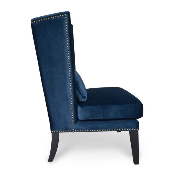 ALEXA Velvet Wingback Chair - Navy Blue - Image 2
