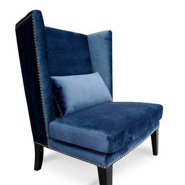 ALEXA Velvet Wingback Chair - Navy Blue - Image 3