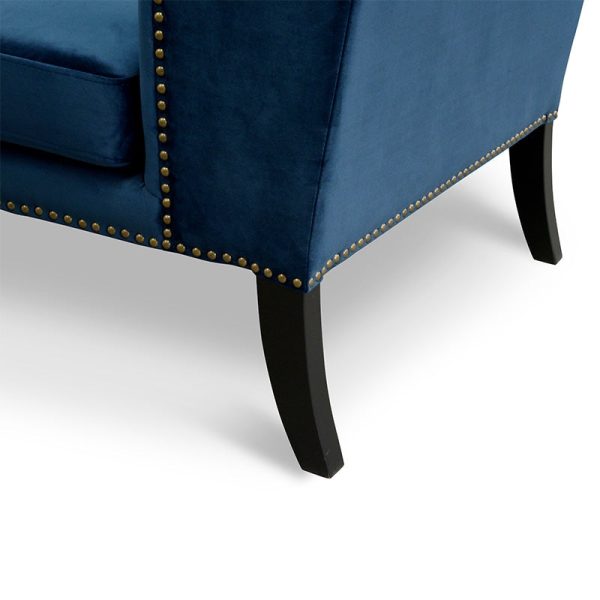 ALEXA Velvet Wingback Chair - Navy Blue - Image 5