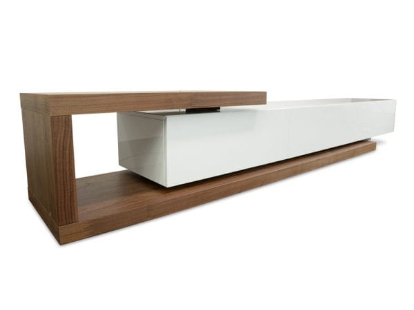FRODE Extendable TV Entertainment Unit - 2.4m to 3.1m Walnut & White - Image 3