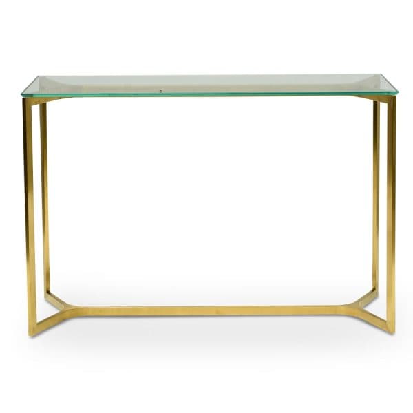 MISHA Glass Console Table - 1.2m Gold Base - Image 2