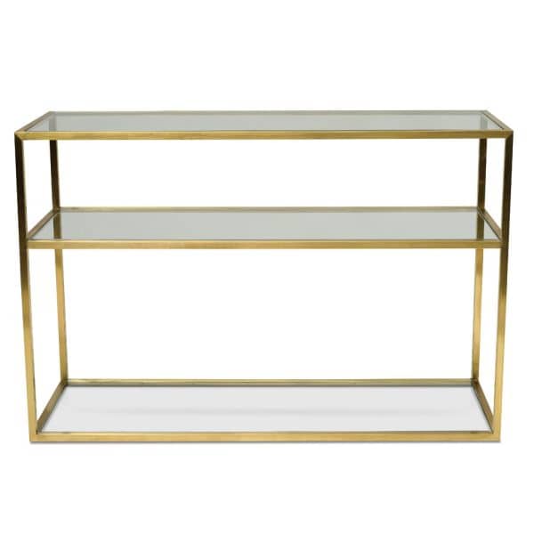 BEATRIX Gold Console with Glass Shelves - 1.2m - Image 2
