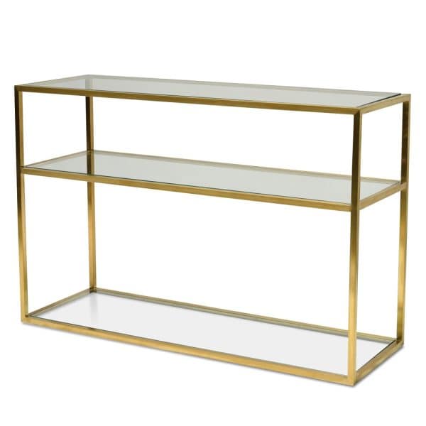 BEATRIX Gold Console with Glass Shelves - 1.2m